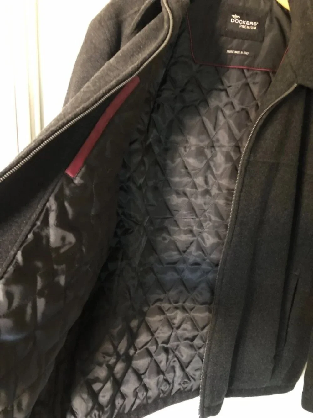 Dockers Premium Men's XL Wool Blend Quilted Full Zip Italian Fabric